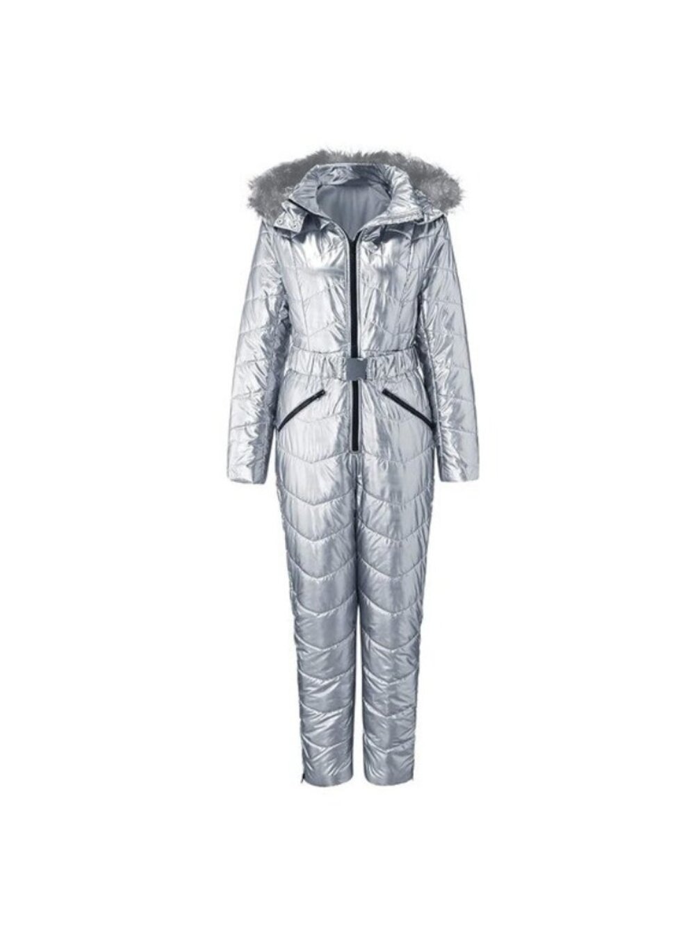 Women Solid Thick Hot Snowboard Skisuit Outdoor Zipper Hooded Jumpsuit Ski Suit